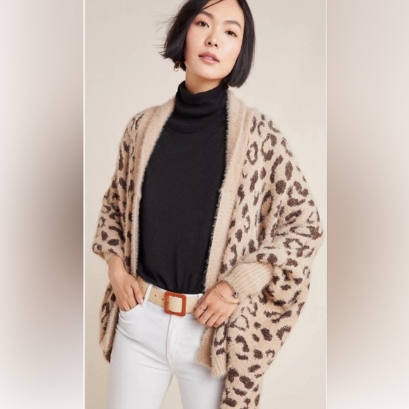 Anthropologie Leopard print cardigan sweater from. One size. Excellent Condition - Picture 1 of 11